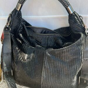 Kenneth Cole New York Black fur Hobo Bag